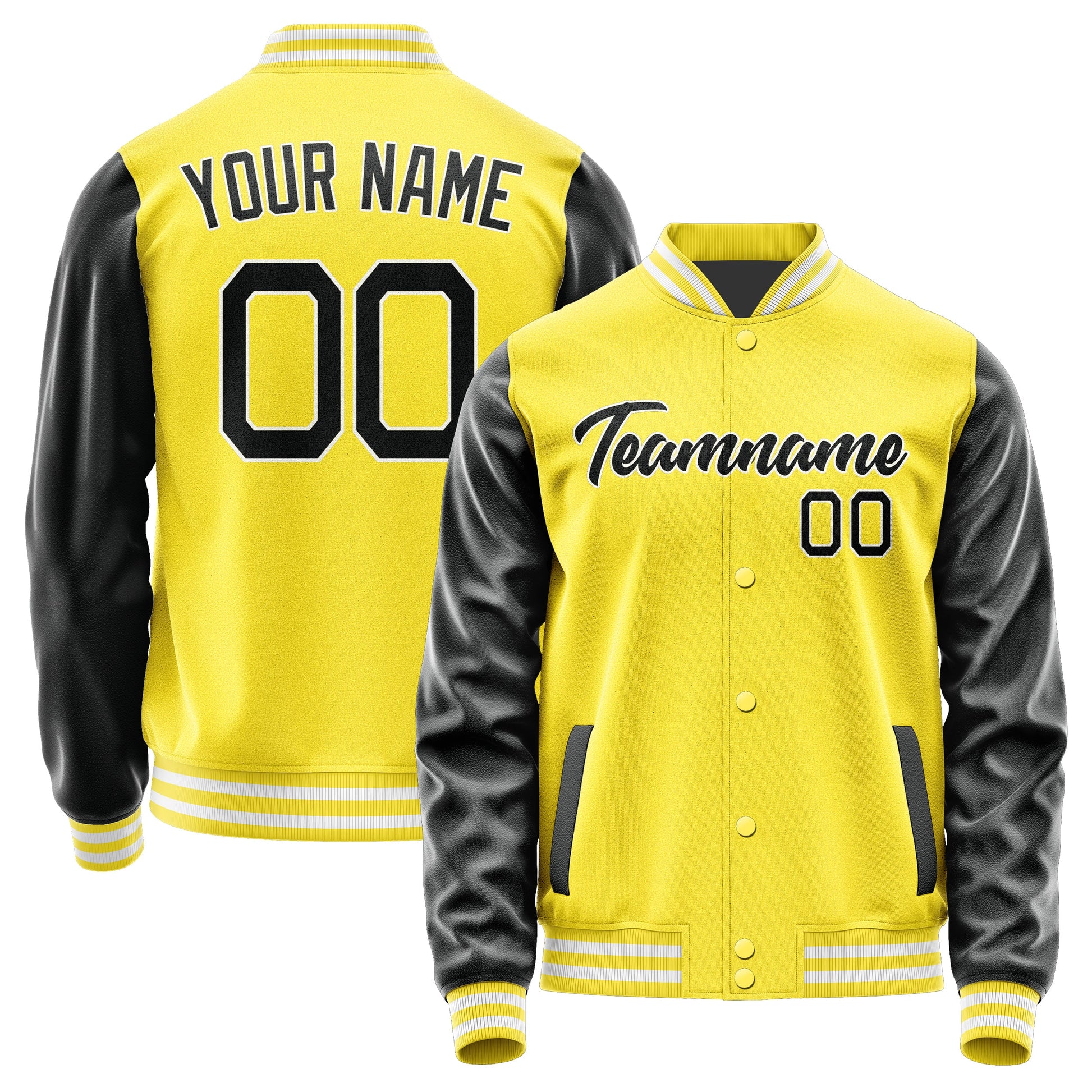 Custom Light Yellow Black Jacket JA2626172618B21817