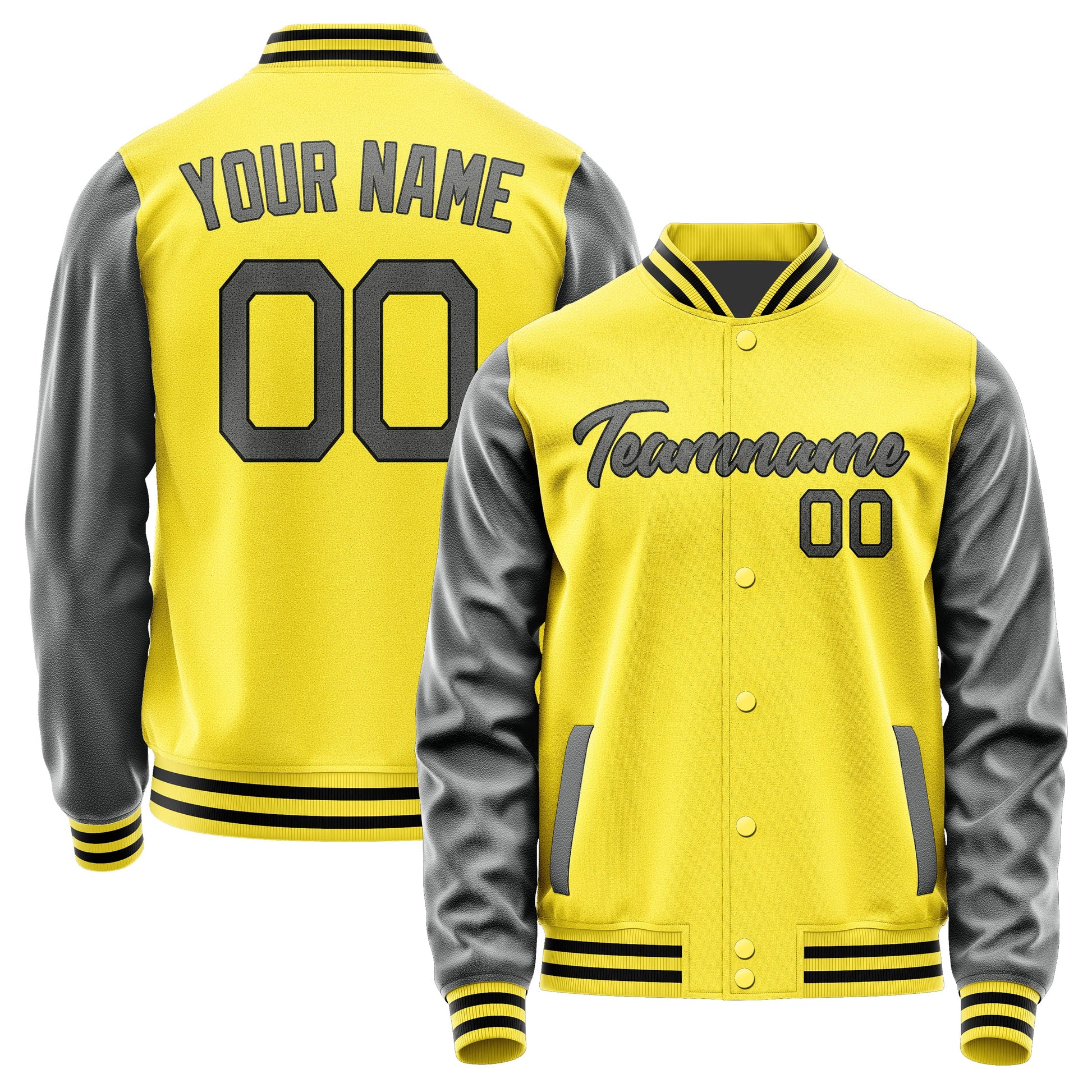 Custom Light Yellow Dark Grey Jacket JA2626202617B21720