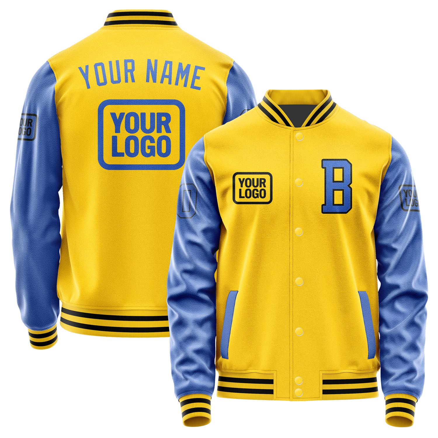 Custom Gold Sky Blue Jacket JA303009301717090917