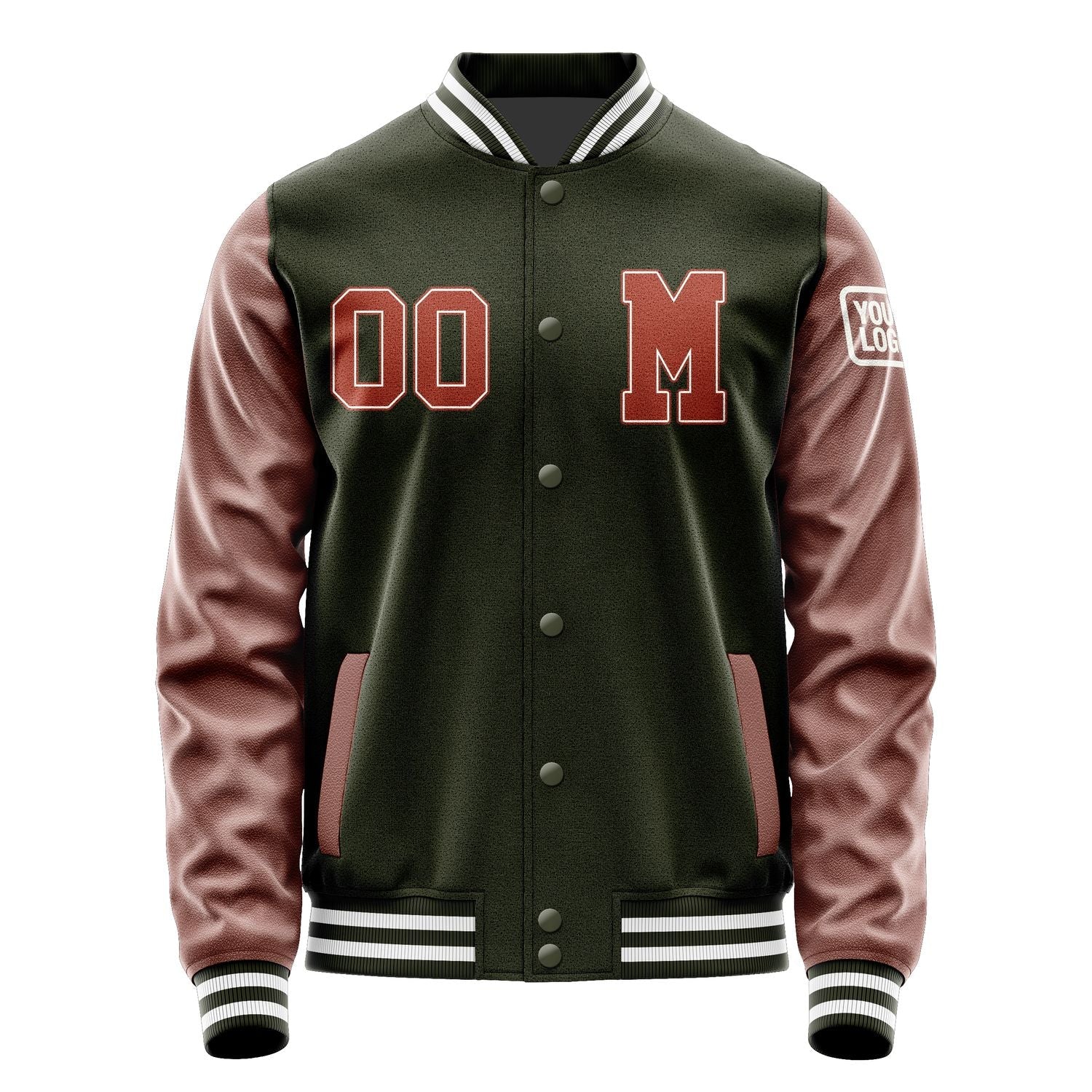 Custom Olive Coral Red Jacket Jb0202160218161818
