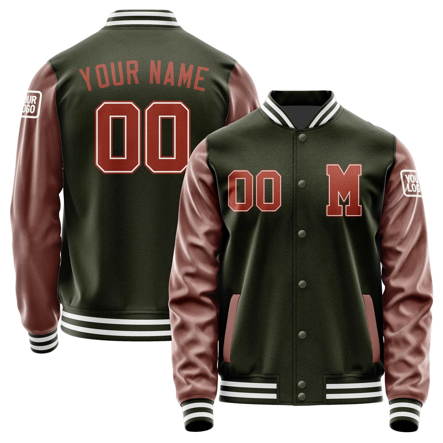 Custom Olive Coral Red Jacket Jb0202160218161818