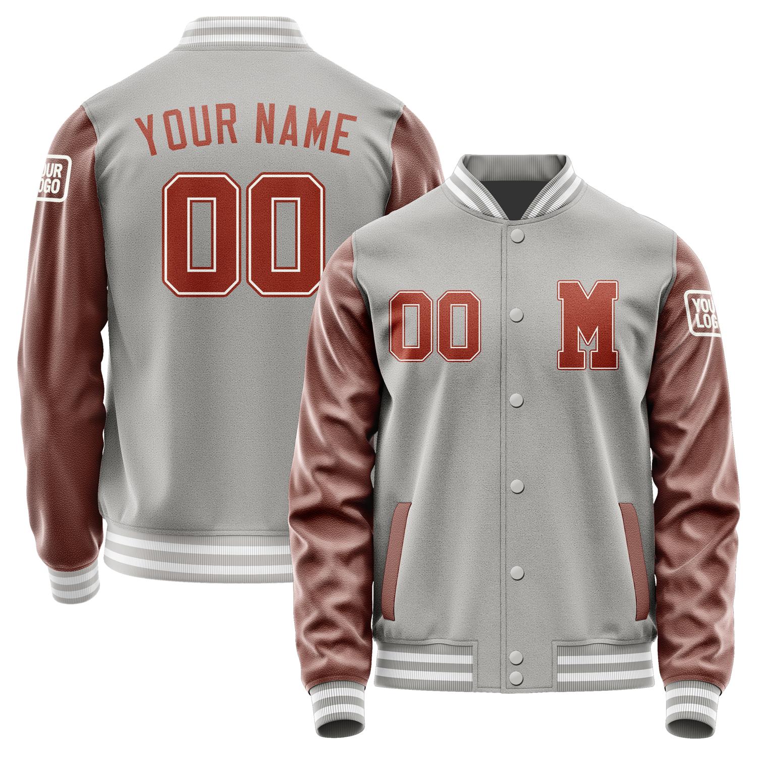 Custom Gray Coral Red Jacket Jb0404160418161818