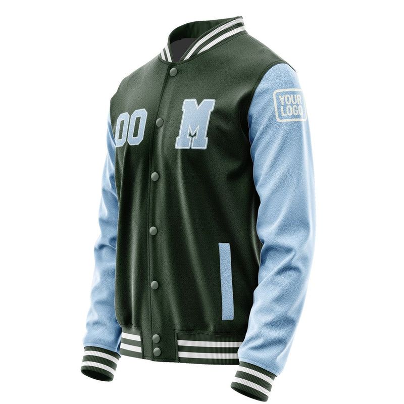 Custom Dark Green Light Blue Jacket Jb0606080618081818