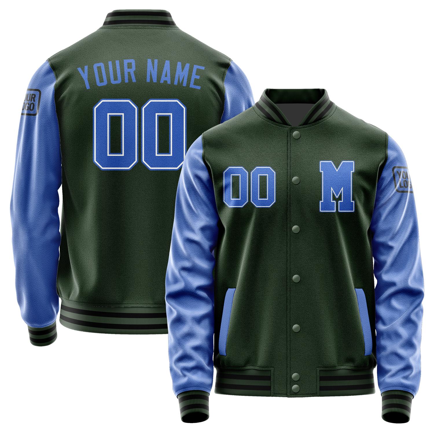 Custom Dark Green Sky Blue Jacket Jb0606090617091817