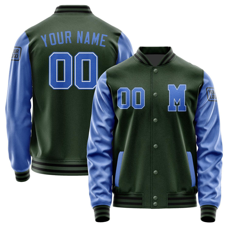 Custom Dark Green Sky Blue Jacket Jb0606090617091817