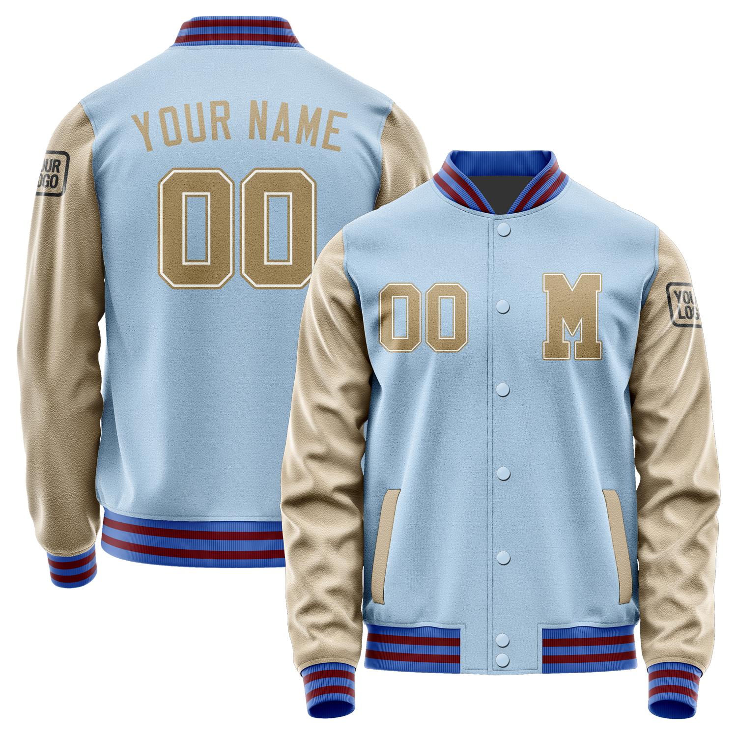 Custom Light Blue Light Khaki Jacket Jb0808250915251817
