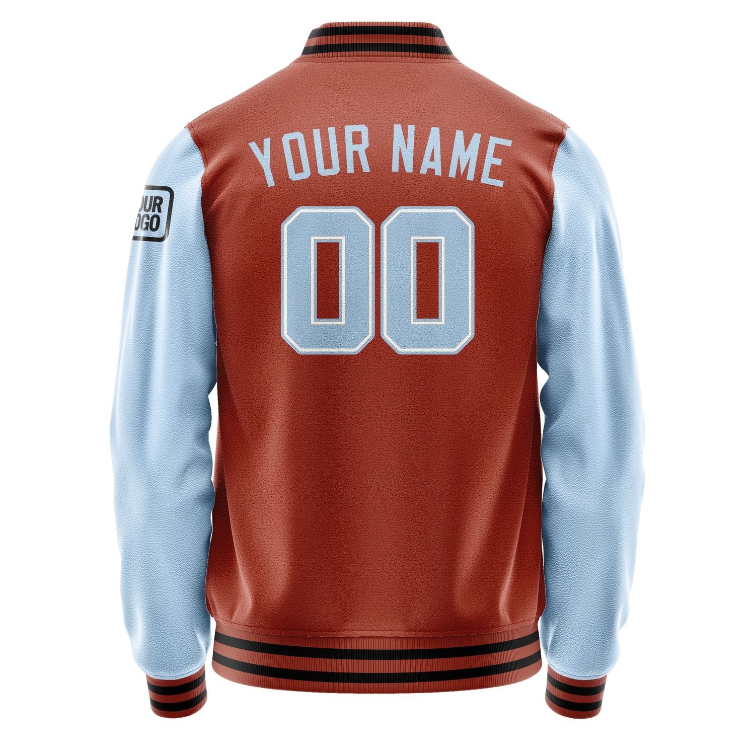 Custom Coral Red Light Blue Jacket Jb1616081617081817
