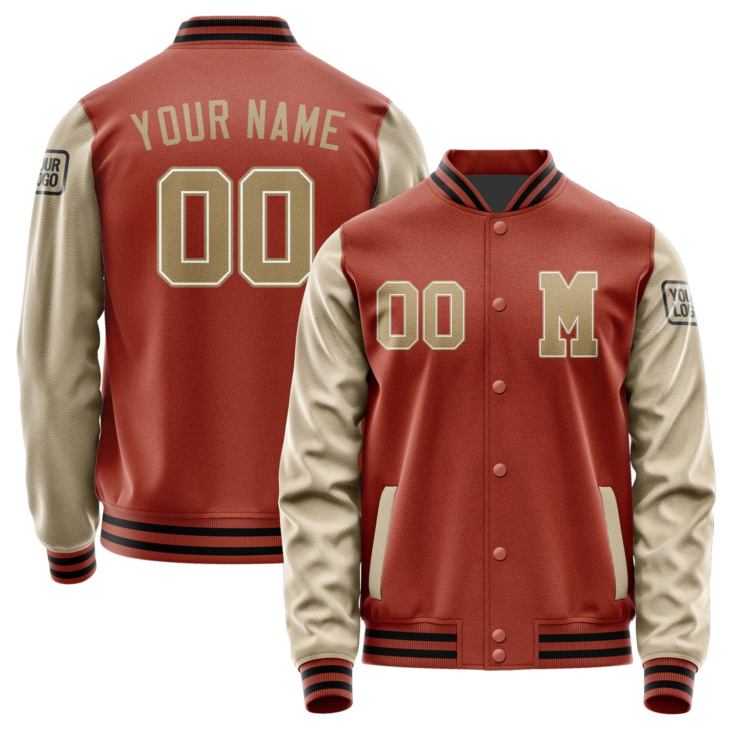 Custom Coral Red Light Khaki Jacket Jb1616251617251817