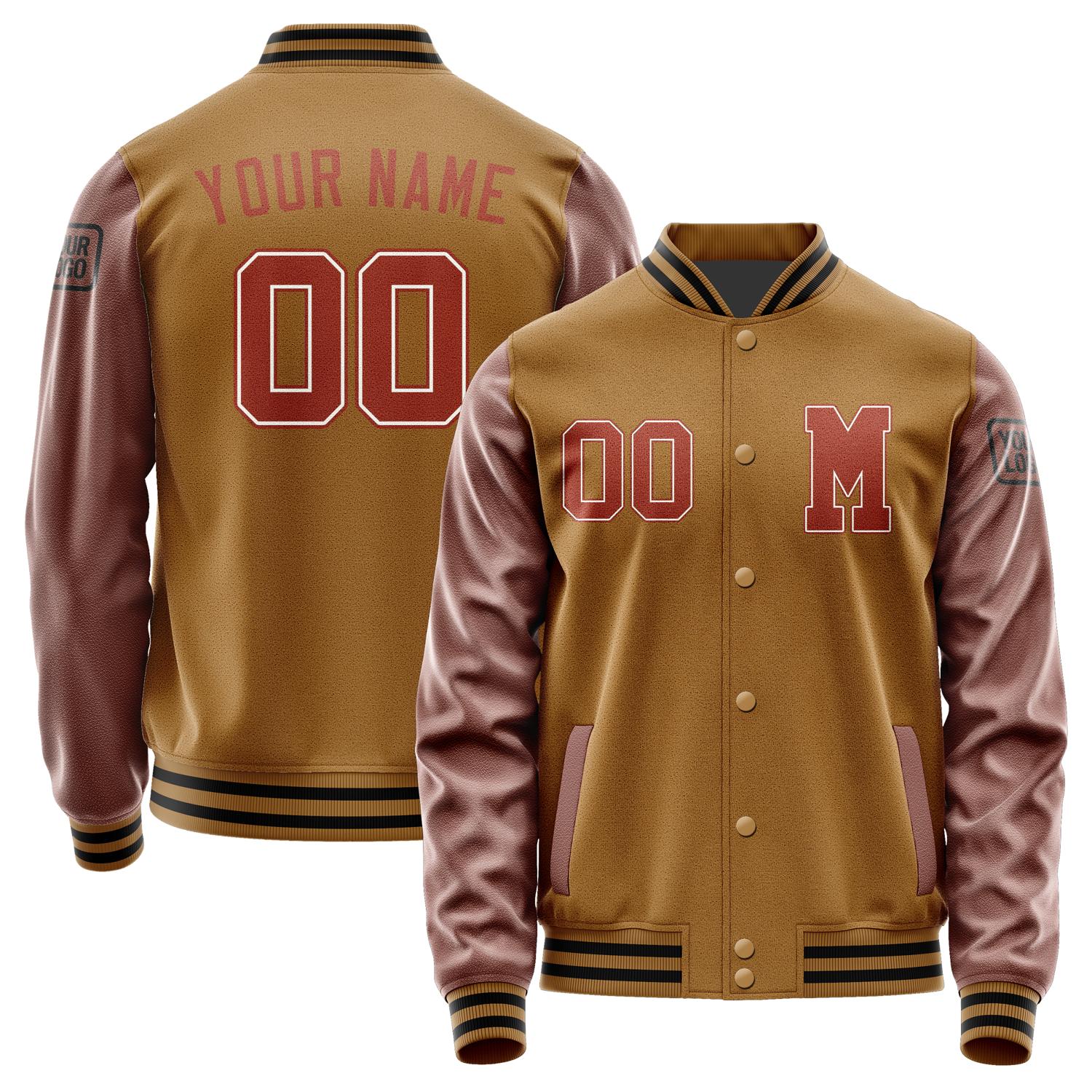 Custom Khaki Coral Red Jacket Jb2222162217161817