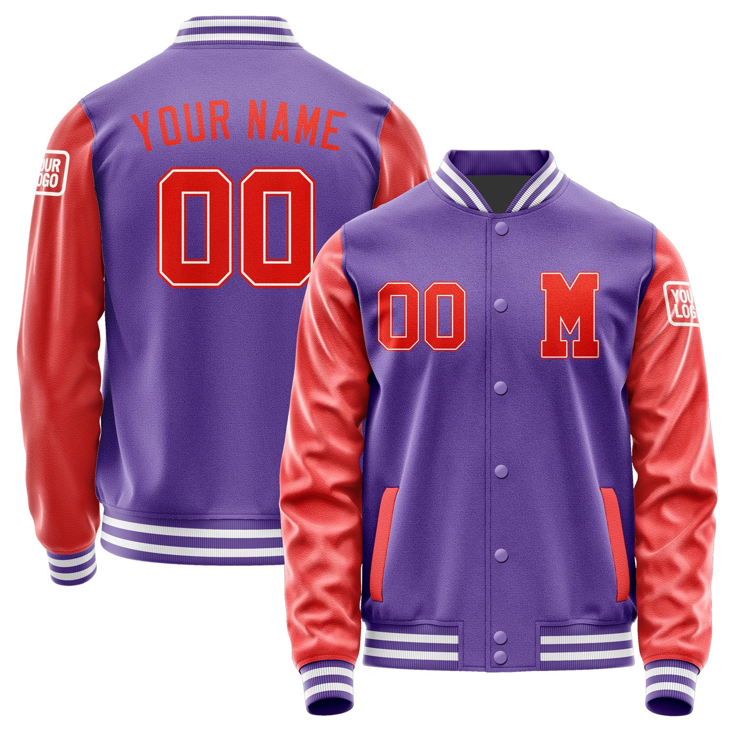 Custom Light Purple Orange Red Jacket Jb2323122318121818