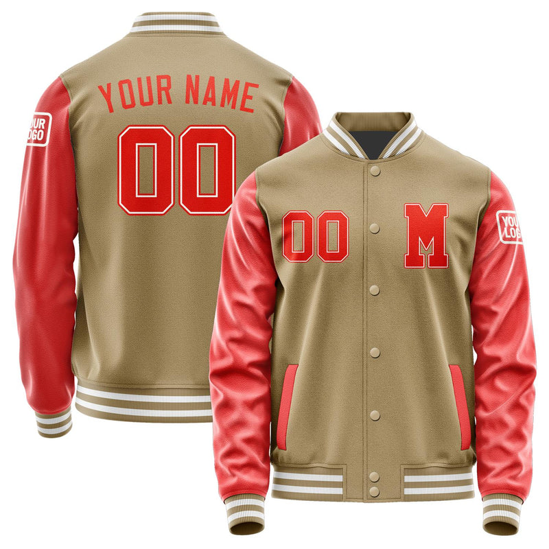 Custom Light Khaki Orange Red Jacket Jb2525122518121818