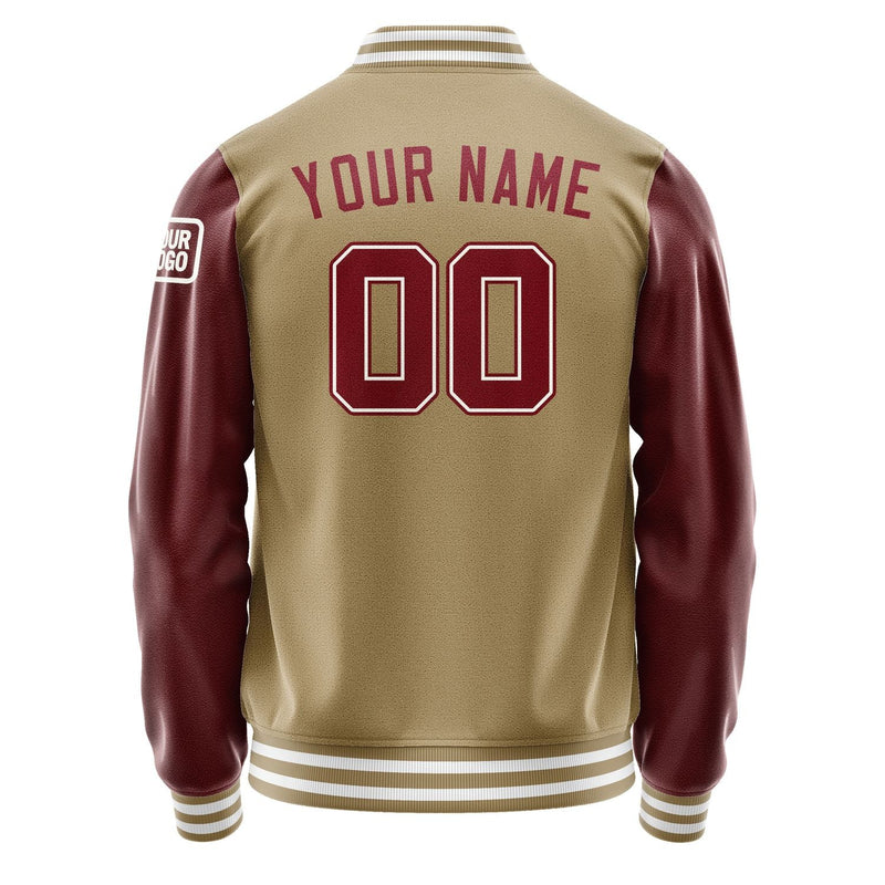 Custom Light Khaki Crimson Red Jacket Jb2525152518151818