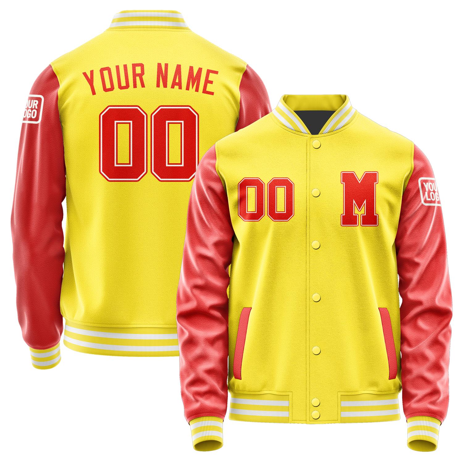 Custom Light Yellow Orange Red Jacket Jb2626122618121818