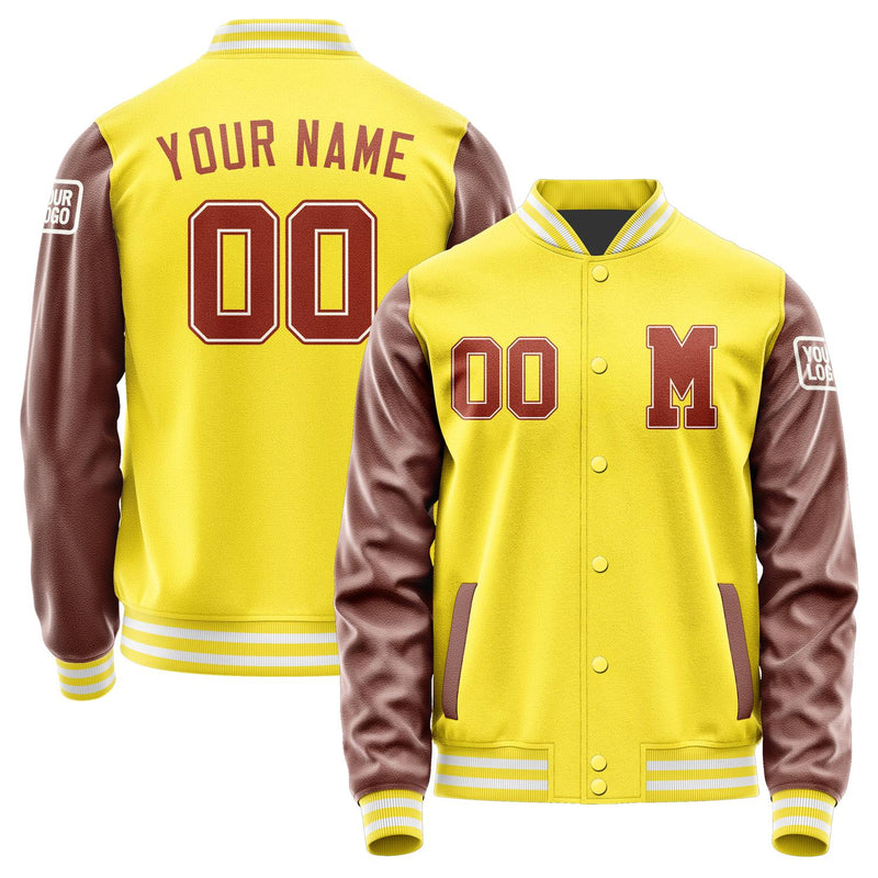 Custom Light Yellow Coral Red Jacket Jb2626162618161818