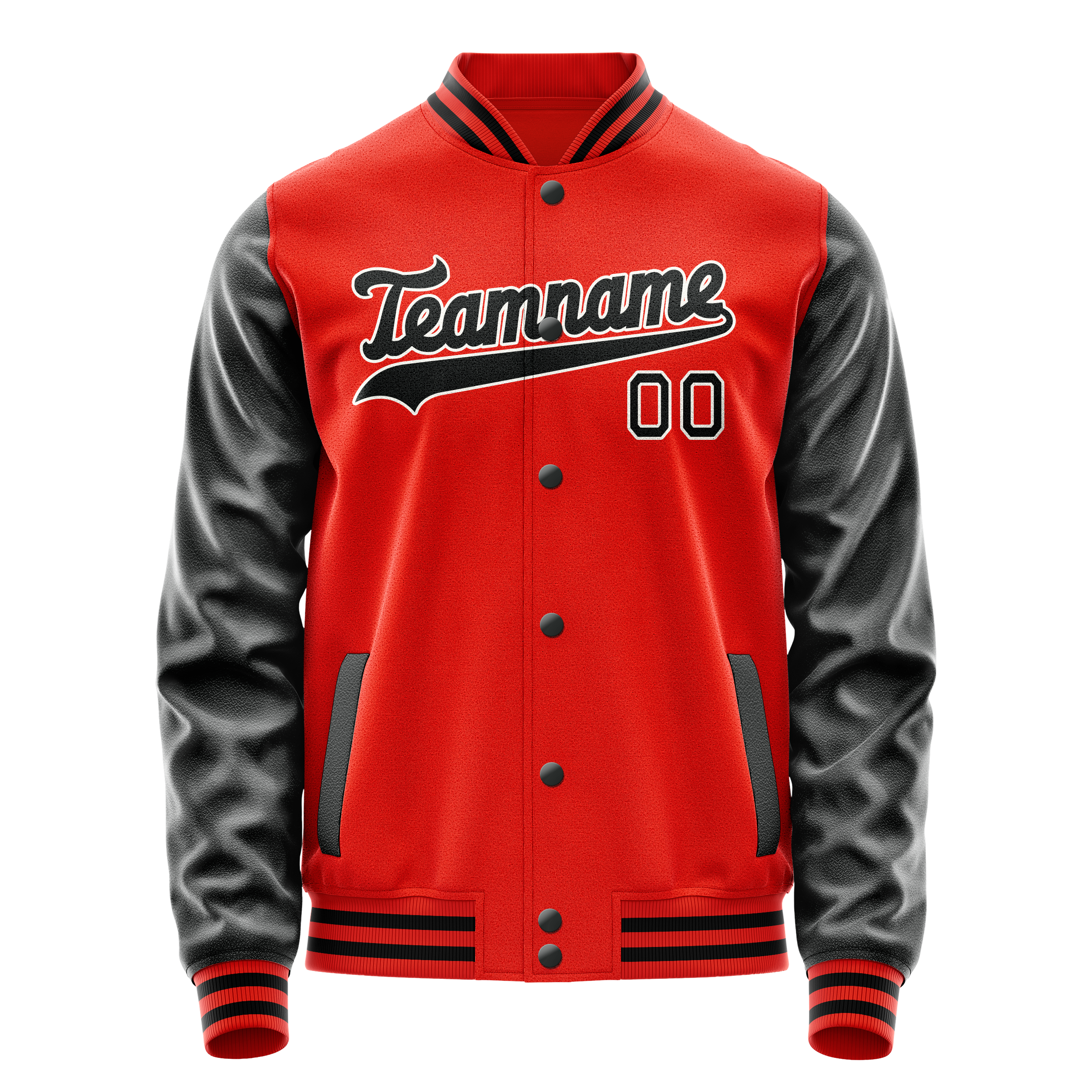 カスタムオレンジブラックソリッドカラーバーシティレターマンジャケット