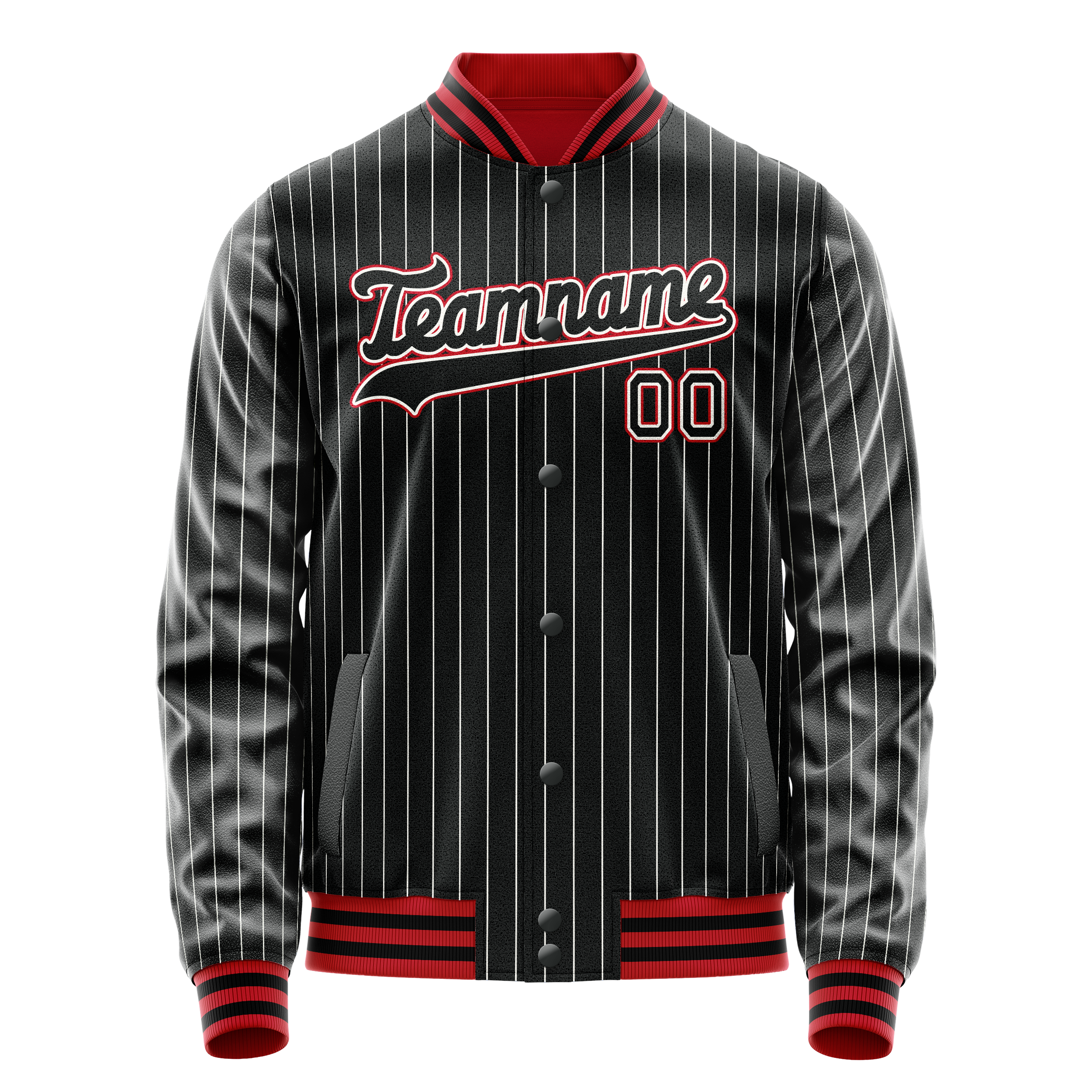 カスタム ブラック オレンジ ホワイト ピンストライプ バーシティ レターマン ジャケット