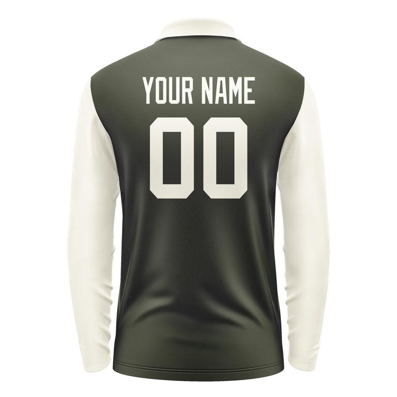 Custom Olive Cream Long Sleeve Polo Shirt Pl020303B103