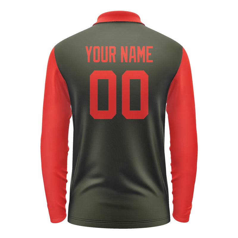 Custom Olive Orange Red Long Sleeve Polo Shirt Pl021212B112