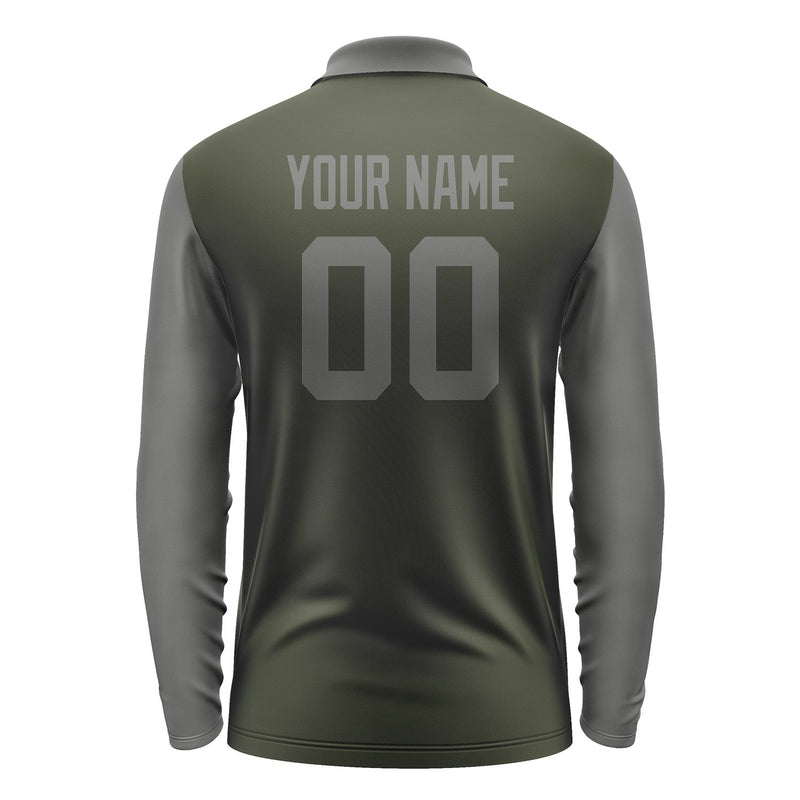 Custom Olive Dark Grey Long Sleeve Polo Shirt Pl022020B120
