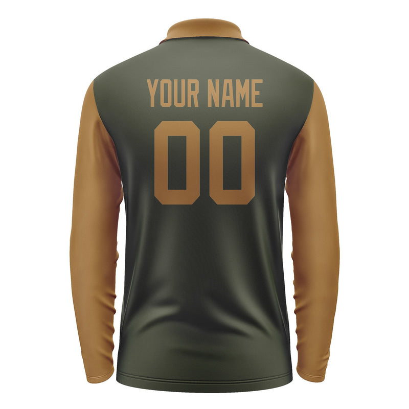 Custom Olive Khaki Long Sleeve Polo Shirt Pl022222B122