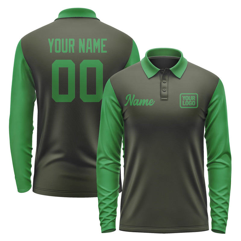 Custom Olive Emerald Green Long Sleeve Polo Shirt Pl022424B124