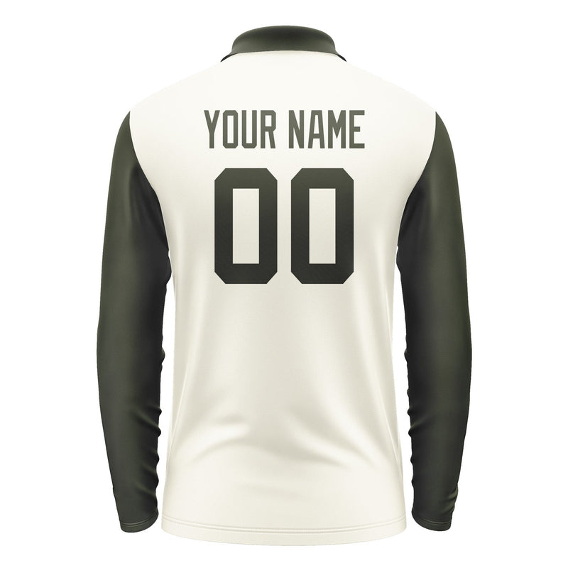 Custom Cream Olive Long Sleeve Polo Shirt Pl030202B102