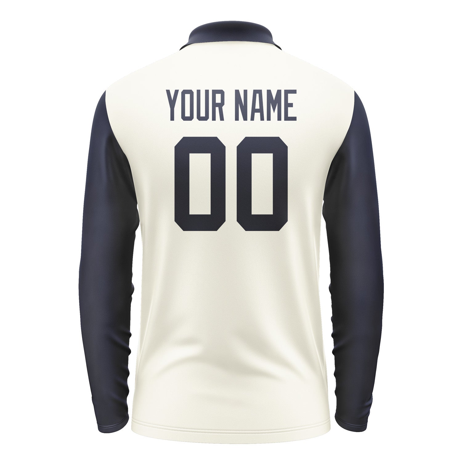 Custom Cream Navy Long Sleeve Polo Shirt Pl031111B111