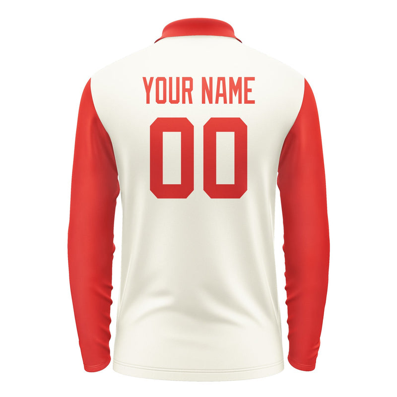 Custom Cream Orange Red Long Sleeve Polo Shirt Pl031212B112