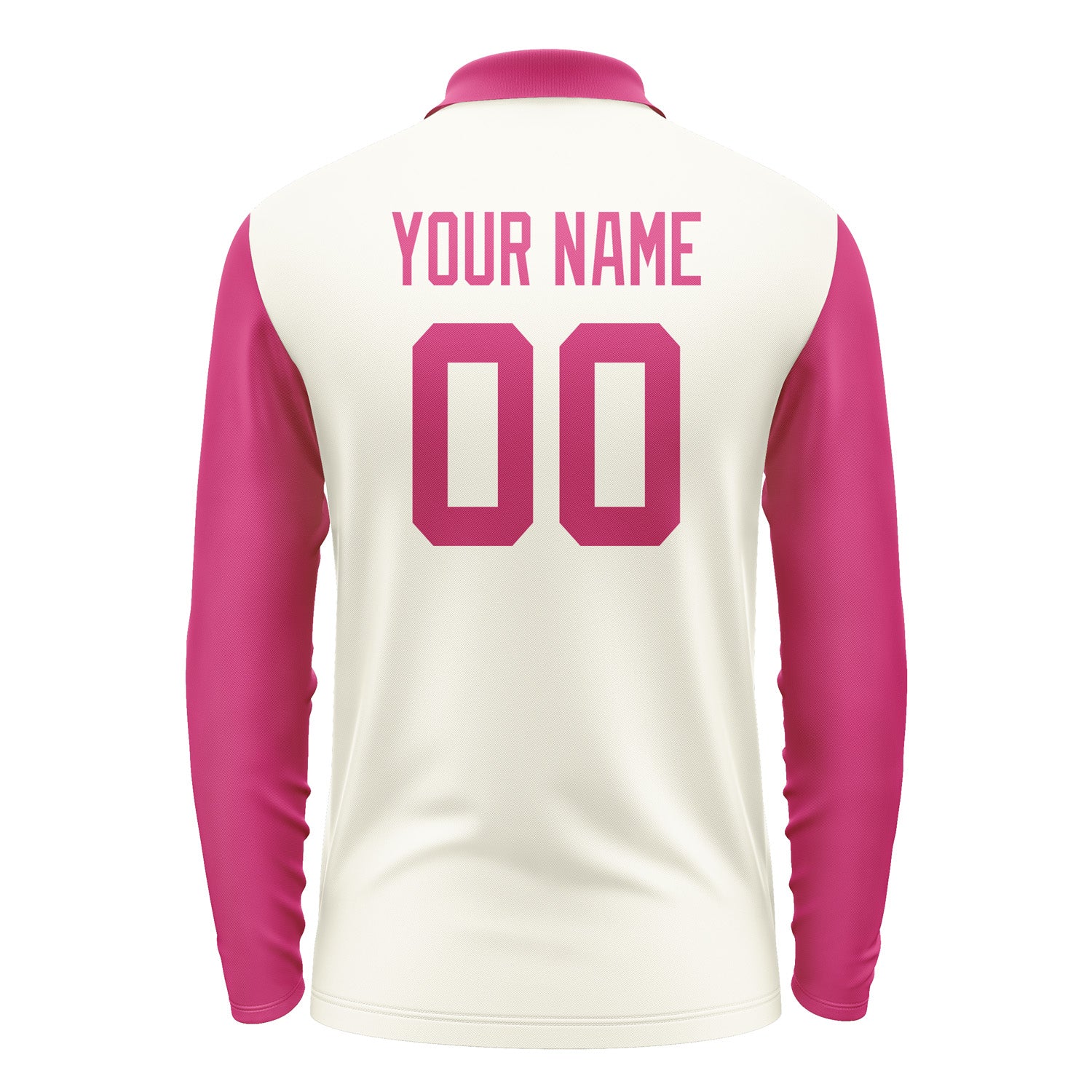Custom Cream Pink Long Sleeve Polo Shirt Pl031313B113