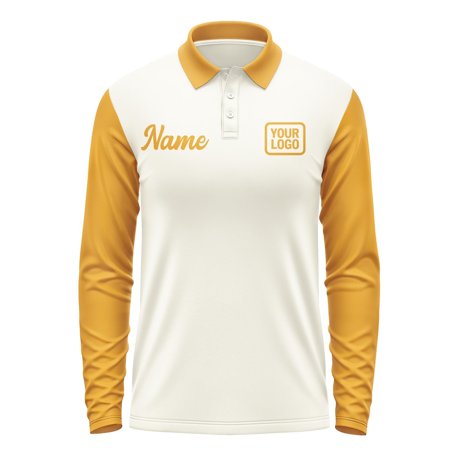 Custom Cream Yellow Long Sleeve Polo Shirt Pl031919B119