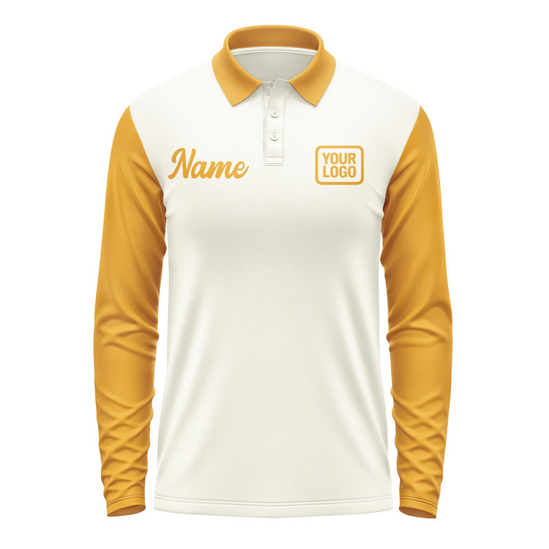 Custom Cream Yellow Long Sleeve Polo Shirt Pl031919B119