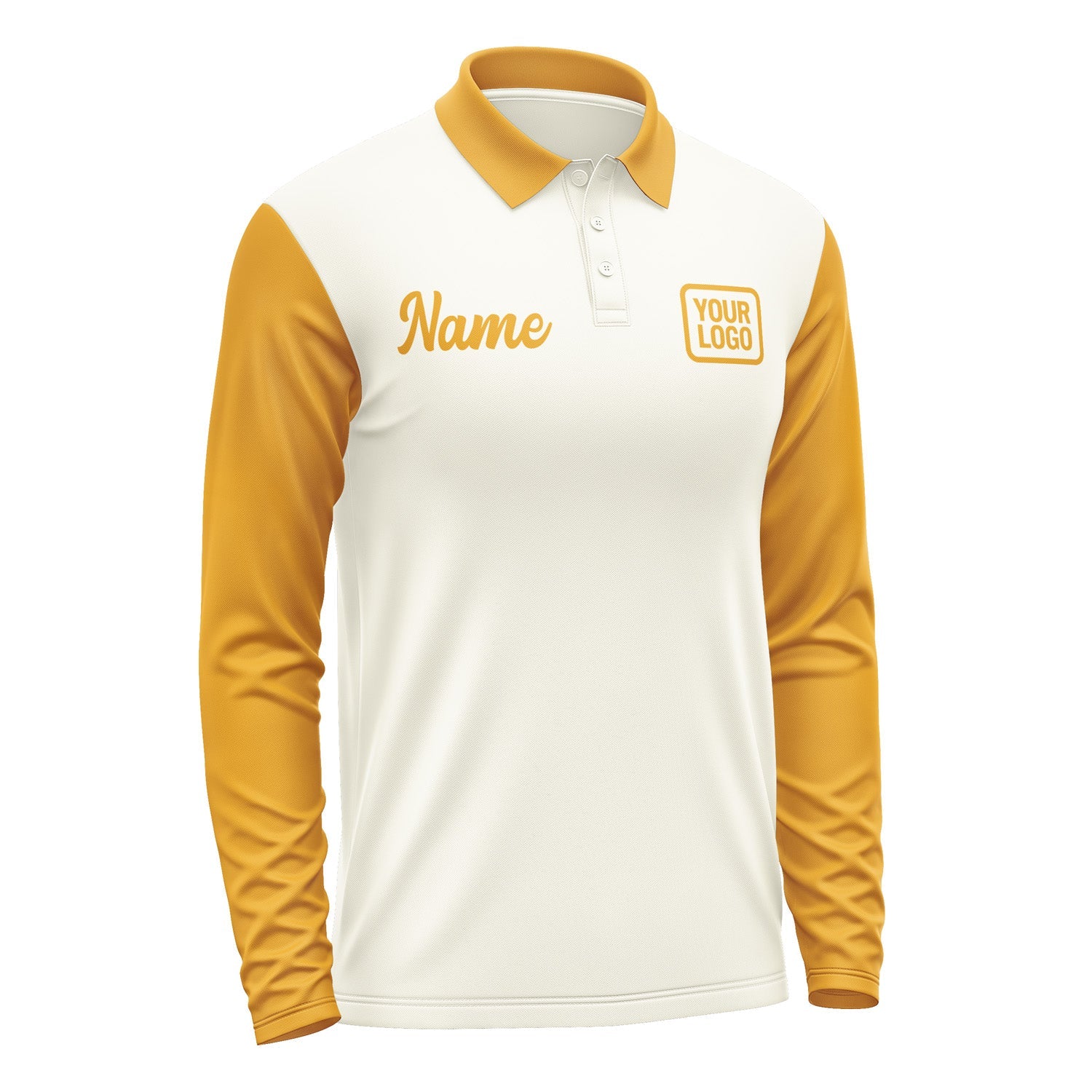 Custom Cream Yellow Long Sleeve Polo Shirt Pl031919B119