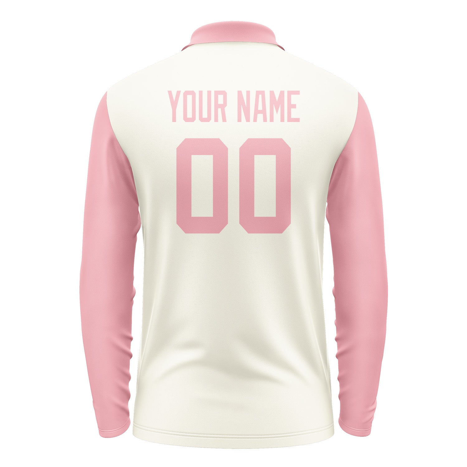 Custom Cream Light Pink Long Sleeve Polo Shirt Pl032121B121