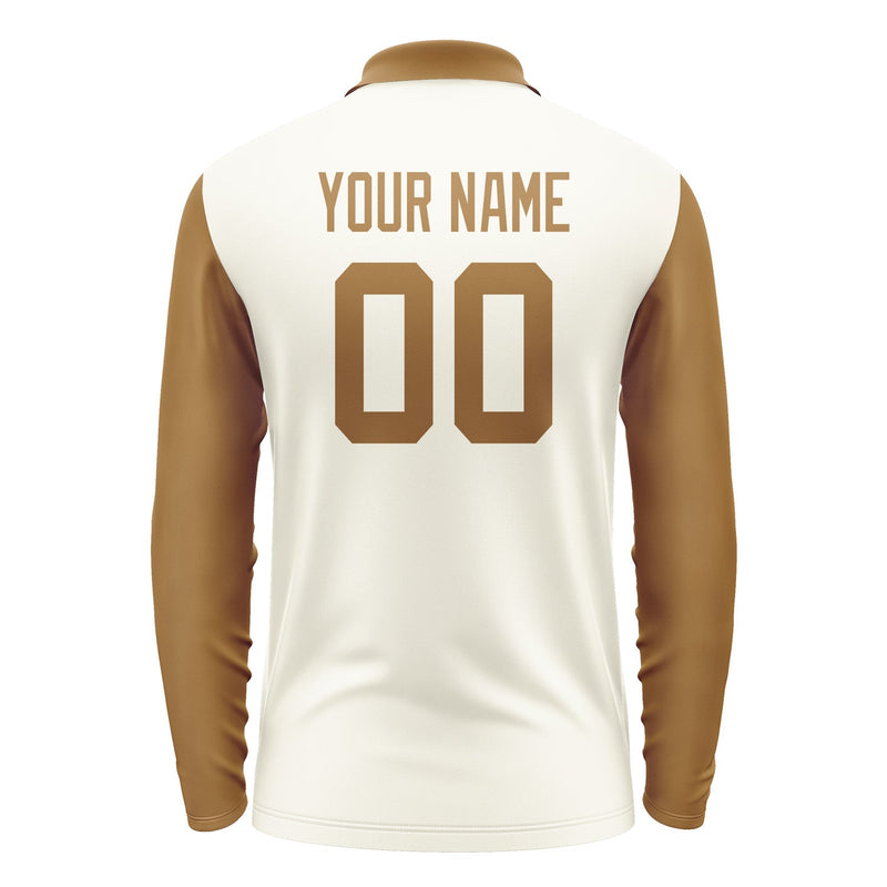 Custom Cream Khaki Long Sleeve Polo Shirt Pl032222B122