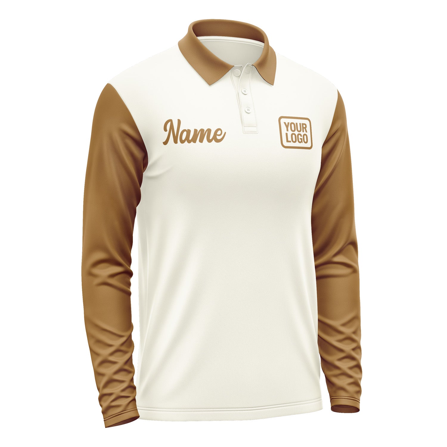 Custom Cream Khaki Long Sleeve Polo Shirt Pl032222B122