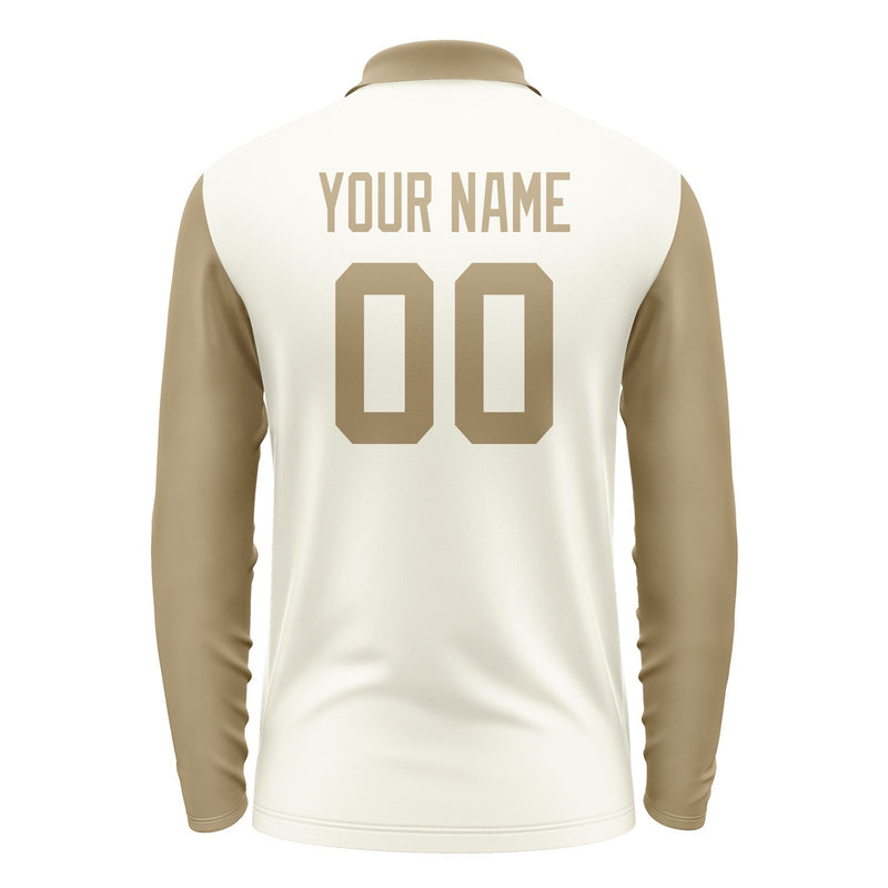 Custom Cream Light Khaki Long Sleeve Polo Shirt Pl032525B125
