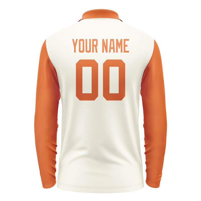 Custom Cream Orange Long Sleeve Polo Shirt Pl032828B128