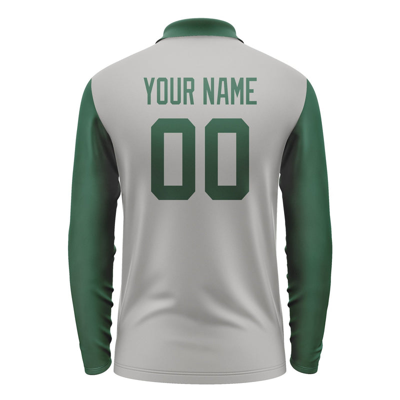 Custom Gray Green Long Sleeve Polo Shirt Pl040505B105