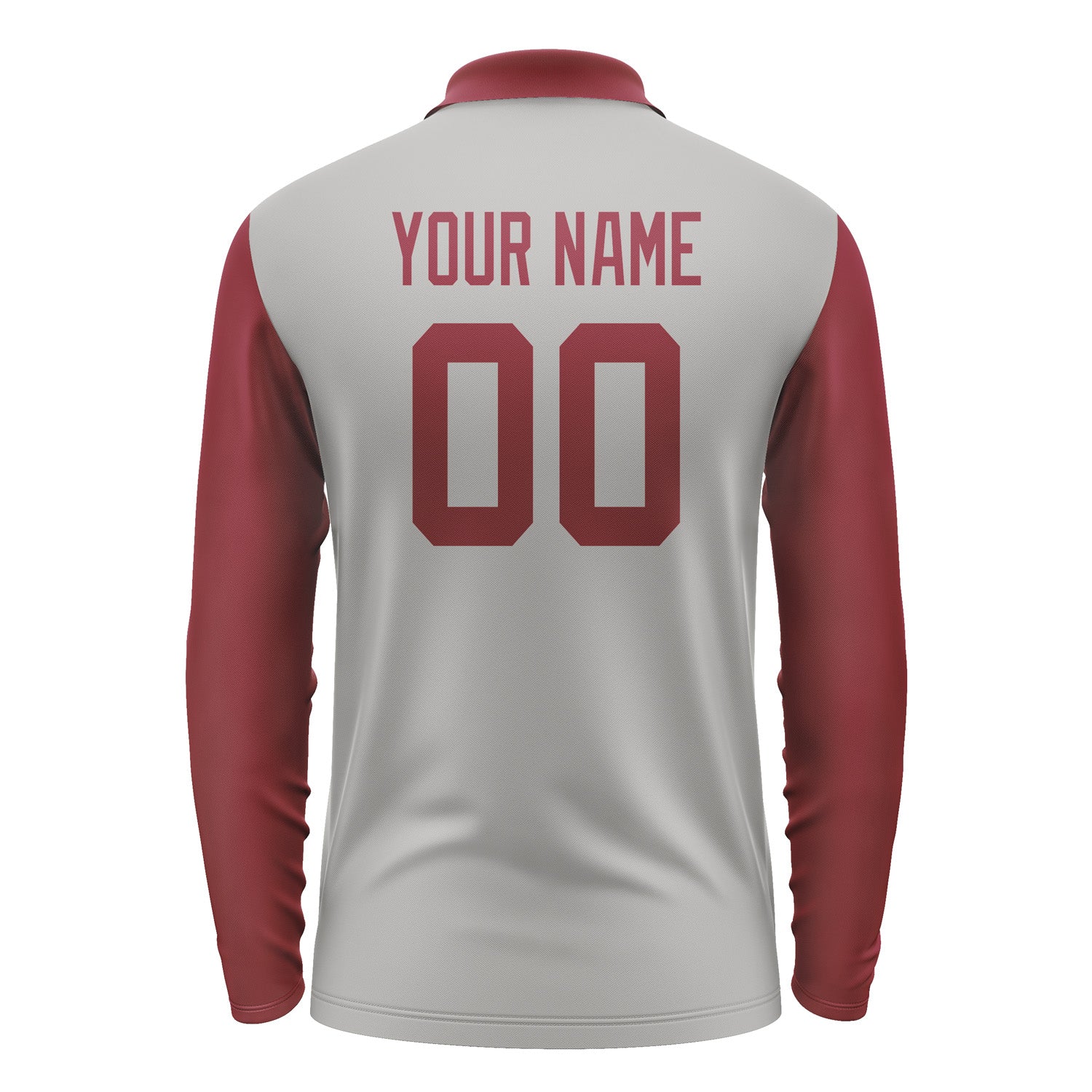 Custom Gray Crimson Red Long Sleeve Polo Shirt Pl041515B115