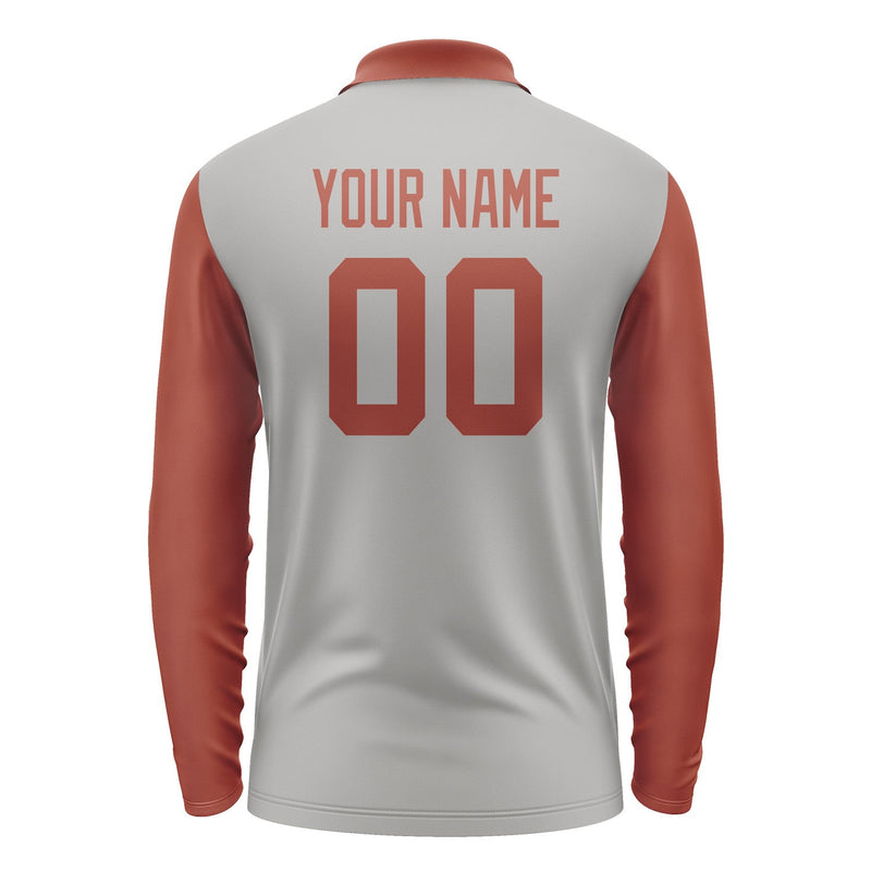 Custom Gray Coral Red Long Sleeve Polo Shirt Pl041616B116