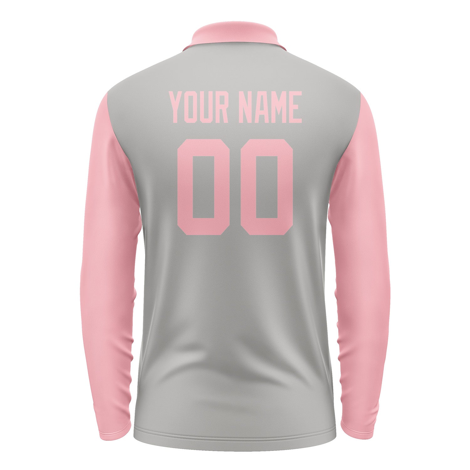 Custom Gray Light Pink Long Sleeve Polo Shirt Pl042121B121