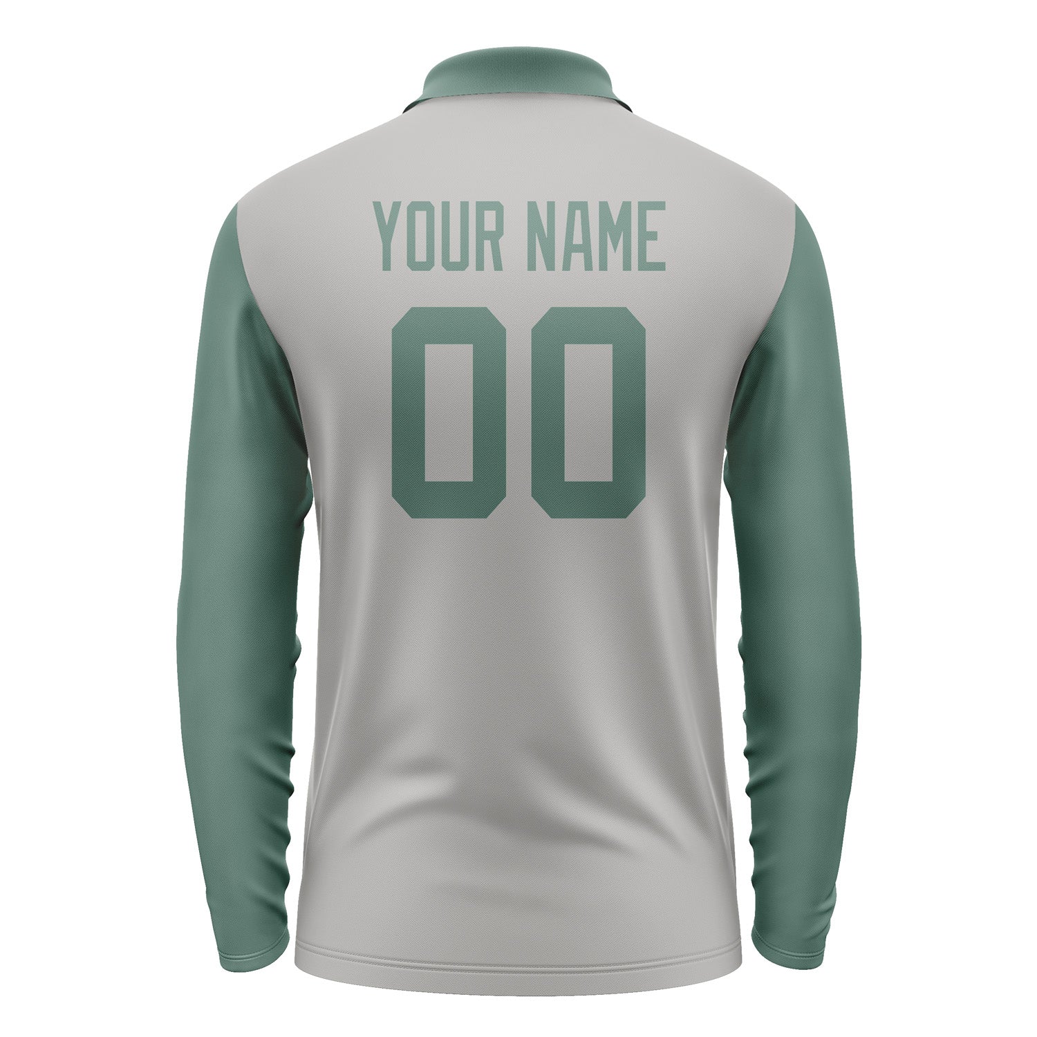 Custom Gray Blue Green Long Sleeve Polo Shirt Pl042727B127