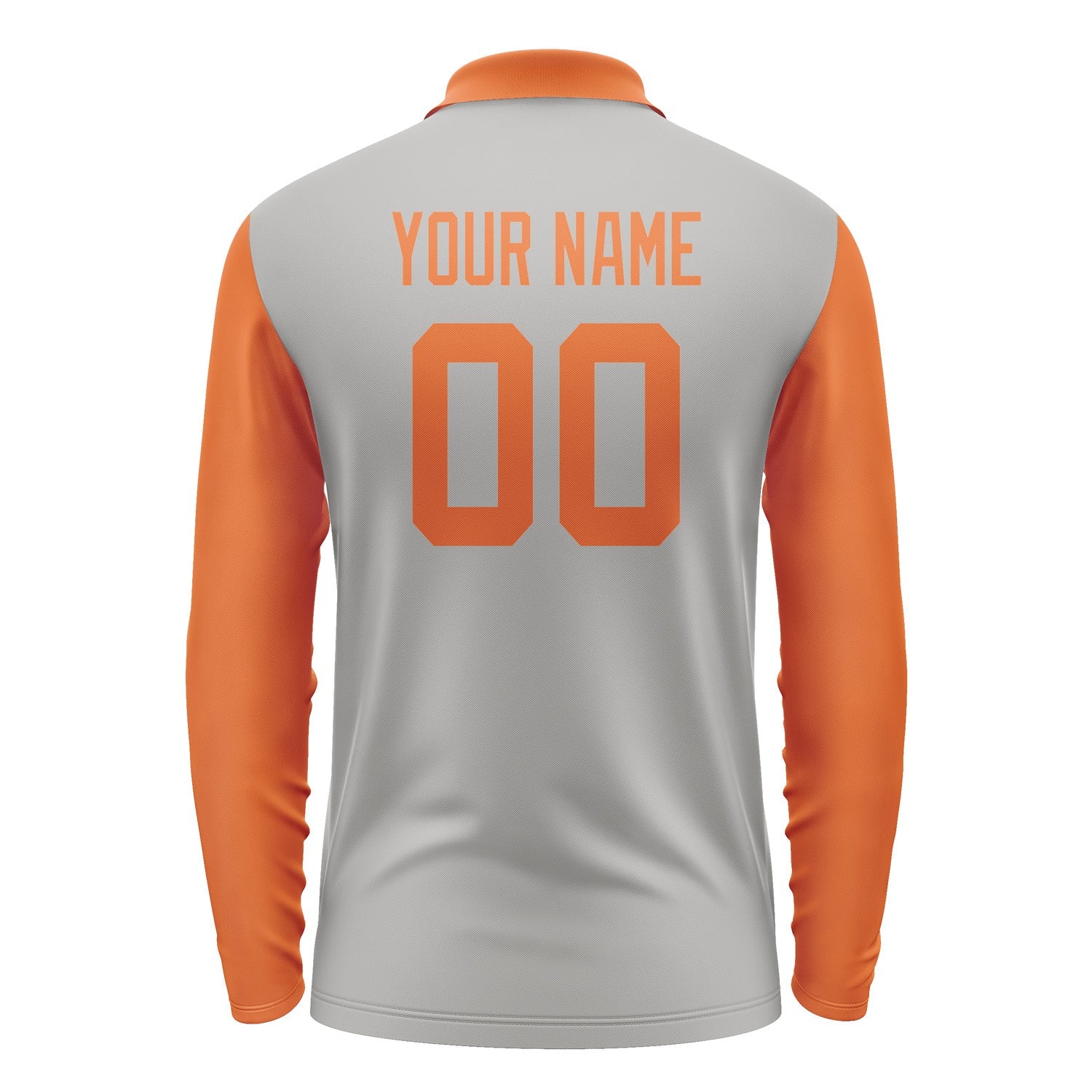 Custom Gray Orange Long Sleeve Polo Shirt Pl042828B128