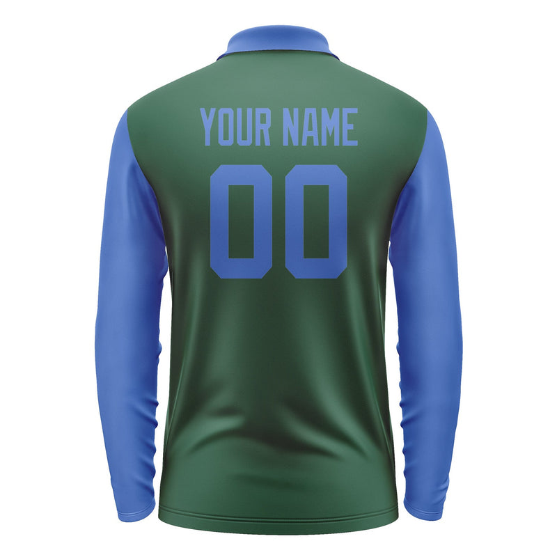 Custom Green Sky Blue Long Sleeve Polo Shirt Pl050909B109