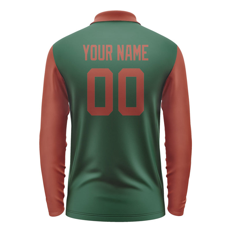 Custom Green Coral Red Long Sleeve Polo Shirt Pl051616B116