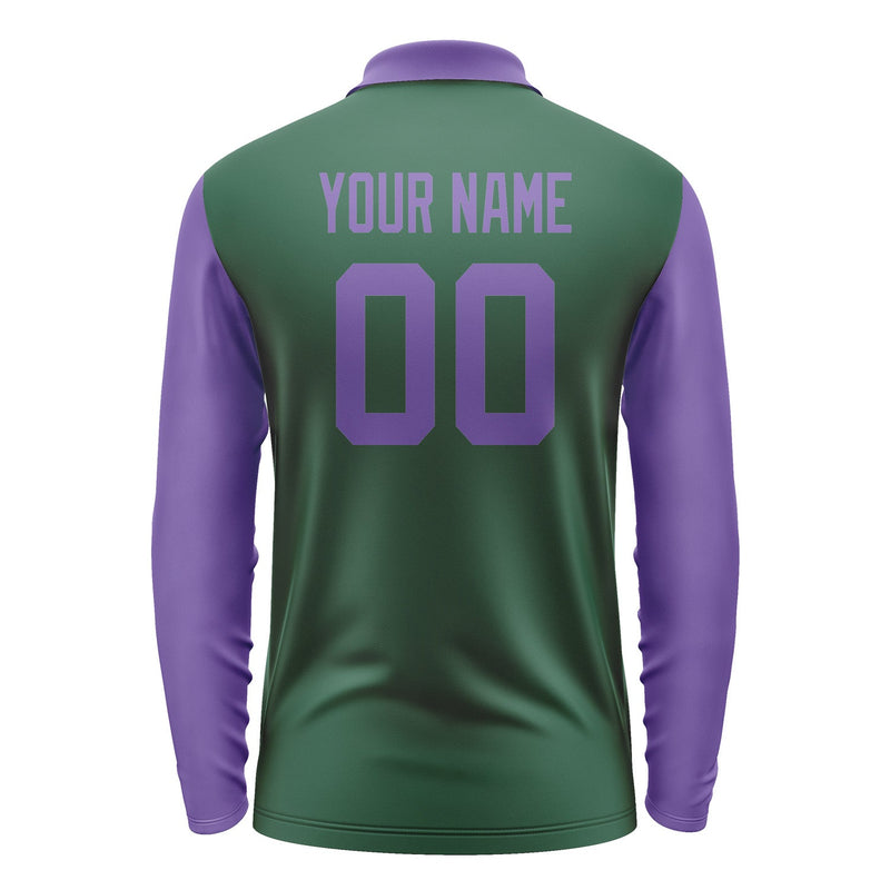 Custom Green Light Purple Long Sleeve Polo Shirt Pl052323B123