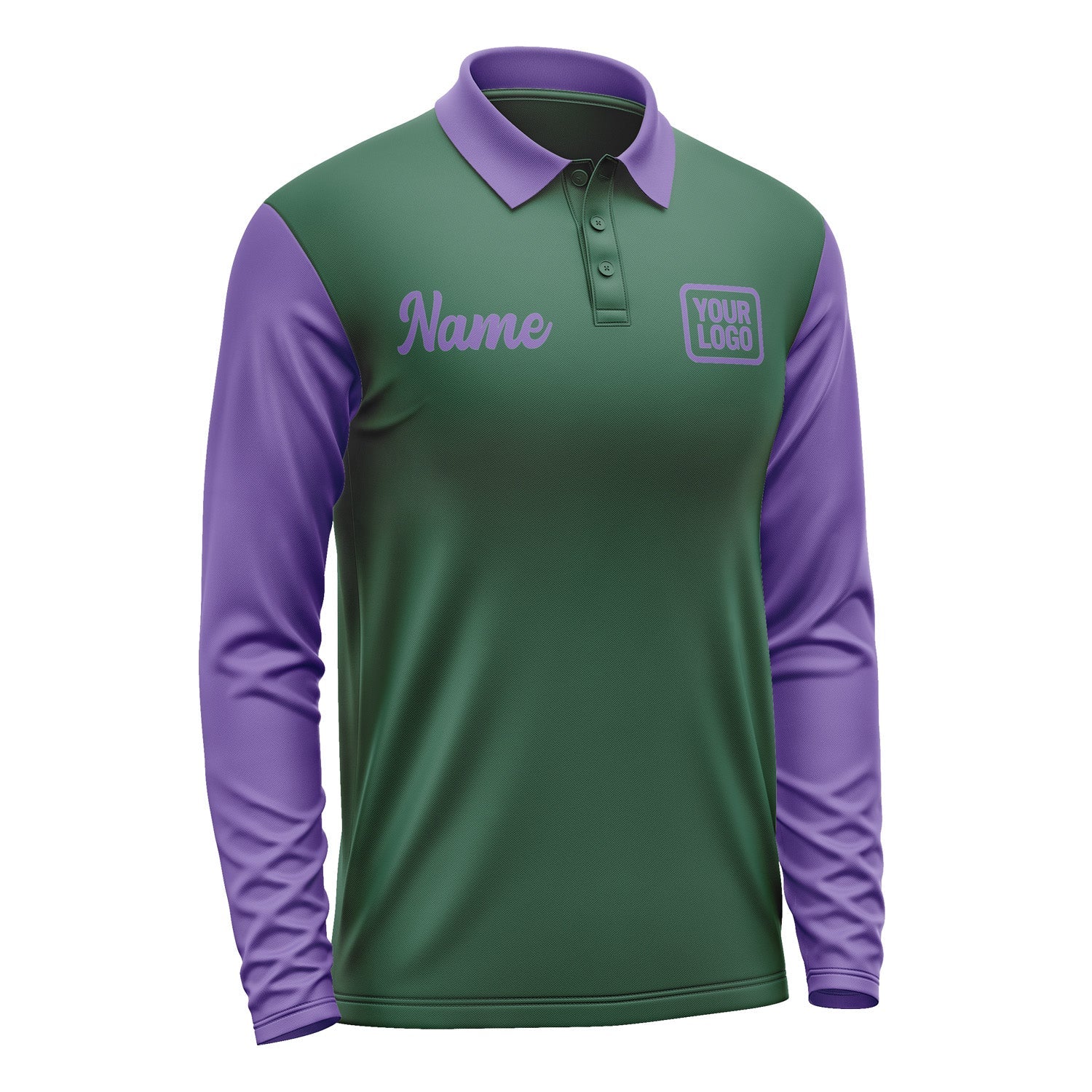 Custom Green Light Purple Long Sleeve Polo Shirt Pl052323B123