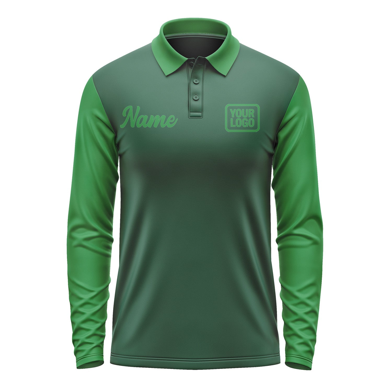 Custom Green Emerald Green Long Sleeve Polo Shirt Pl052424B124