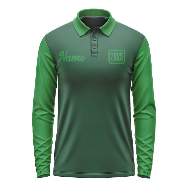 Custom Green Emerald Green Long Sleeve Polo Shirt Pl052424B124