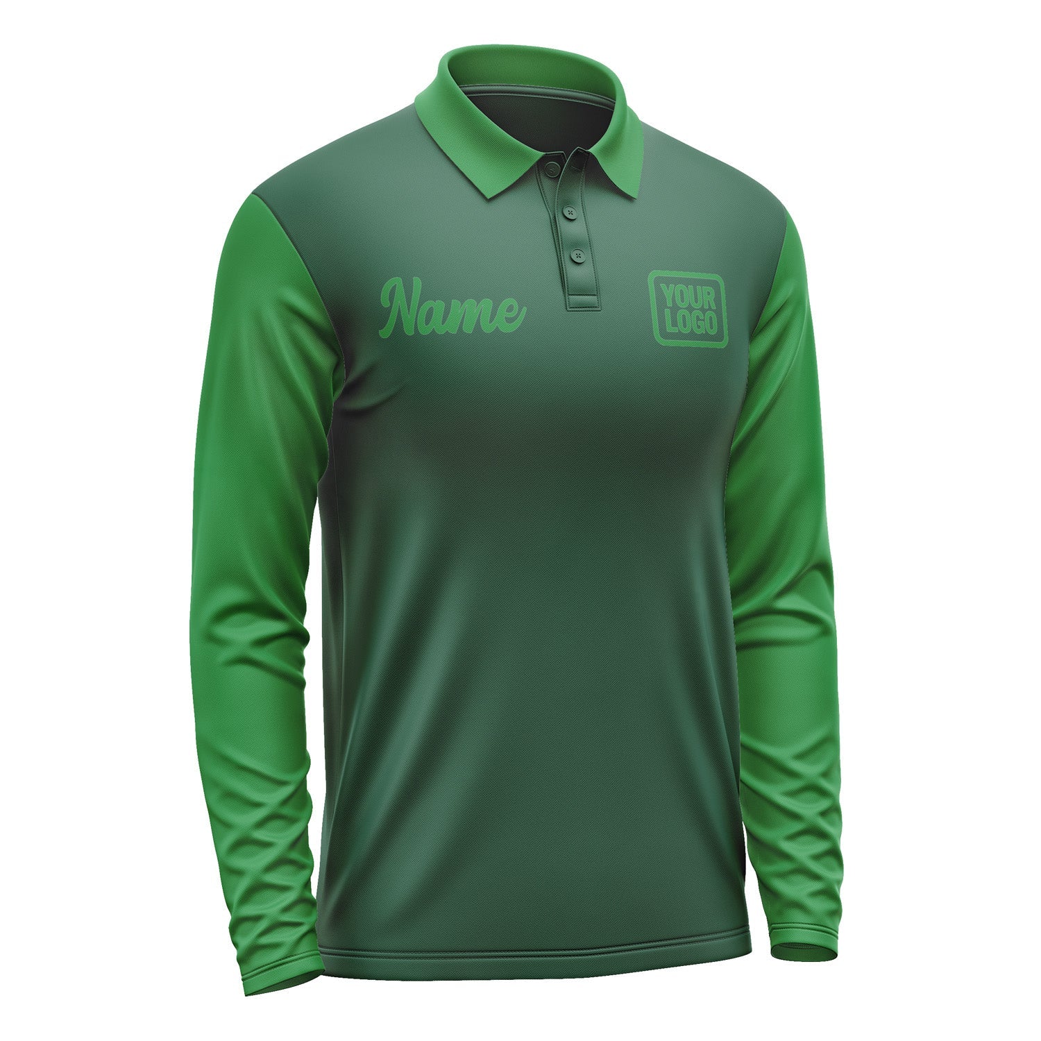 Custom Green Emerald Green Long Sleeve Polo Shirt Pl052424B124